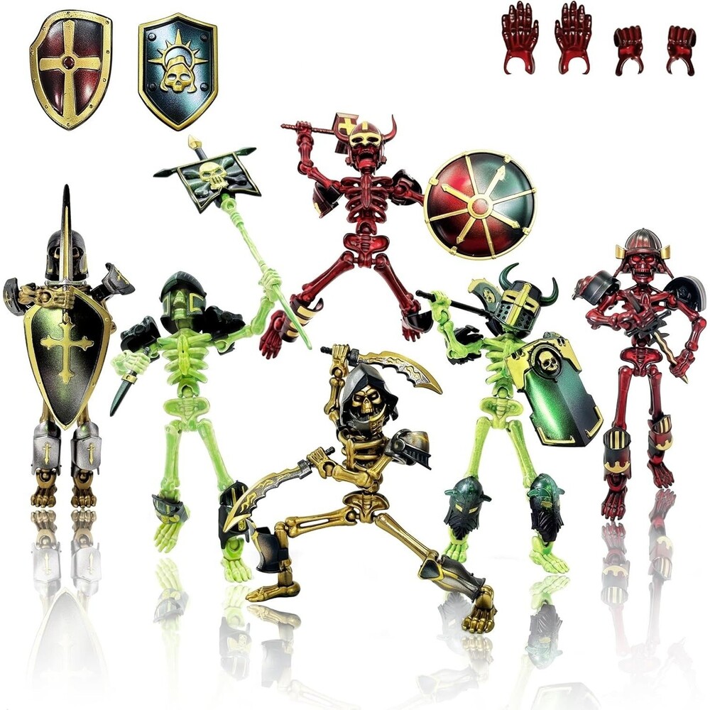 6 Pack Ghost Knight DIY Models Action Figures, Glow in The Dark 224 Accessories